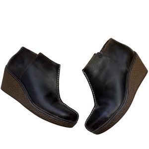 Olukai Humu Leather Wedge Boots Dark Brown Size 7.5